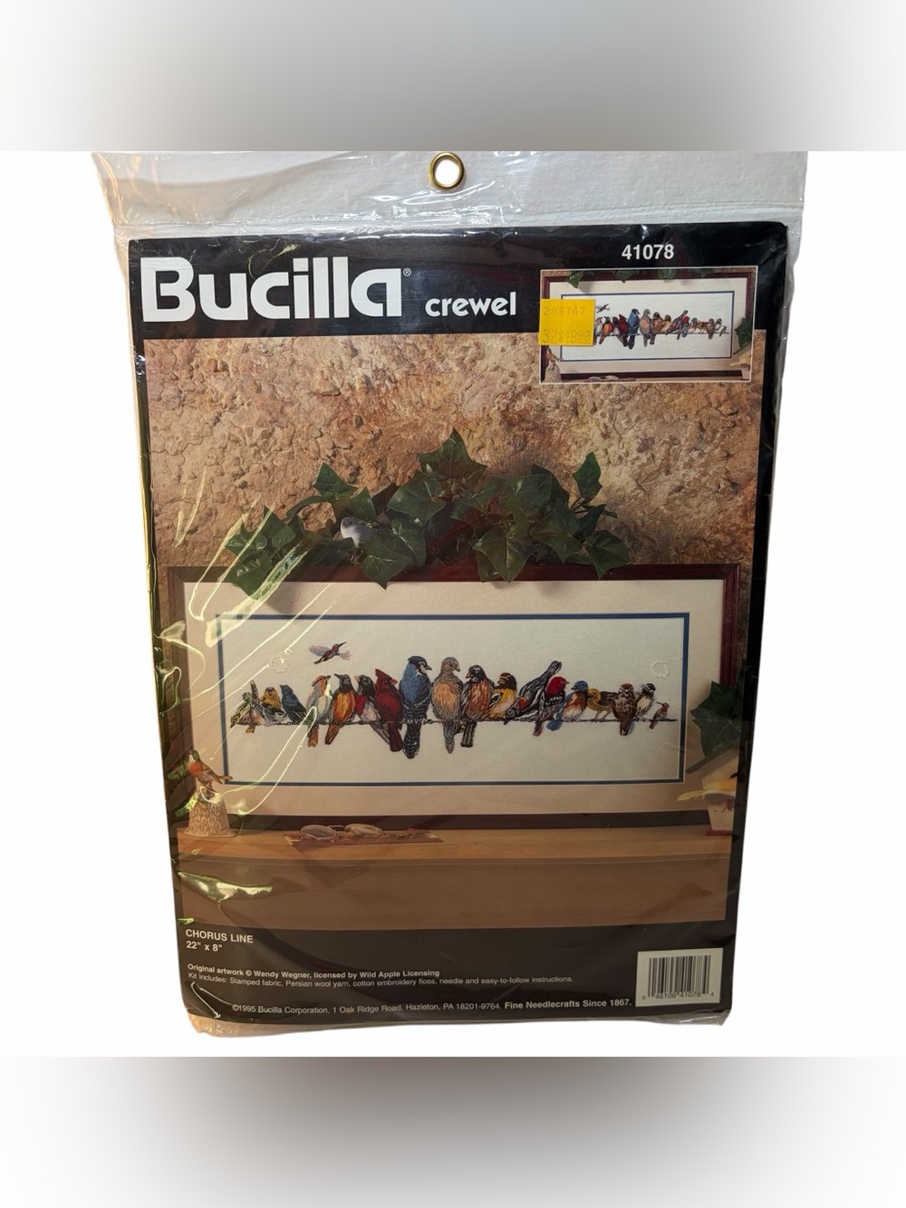 Vtg Bucilla Chorus Line Crewel Embroidery Kit #41078 Birds Sealed 22" x 8" NOS